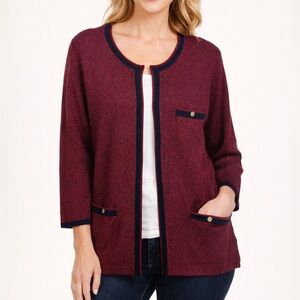 Ann Taylor Red/Blue Marled Wool Alpaca Blend Cardigan Sweater NWT Size XL